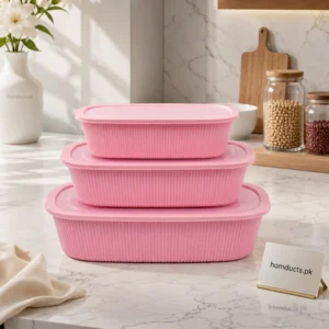 3-Piece Airtight Kitchen Storage Container Set with Lids – BPA Free Food Storage Boxes (500ml, 1250ml & 2000ml)