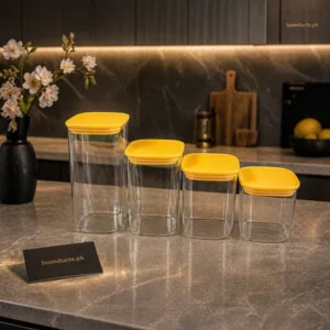 Premium Airtight Kitchen Storage Jar Set – Clear Food Containers with Secure Lid (4 Pcs)